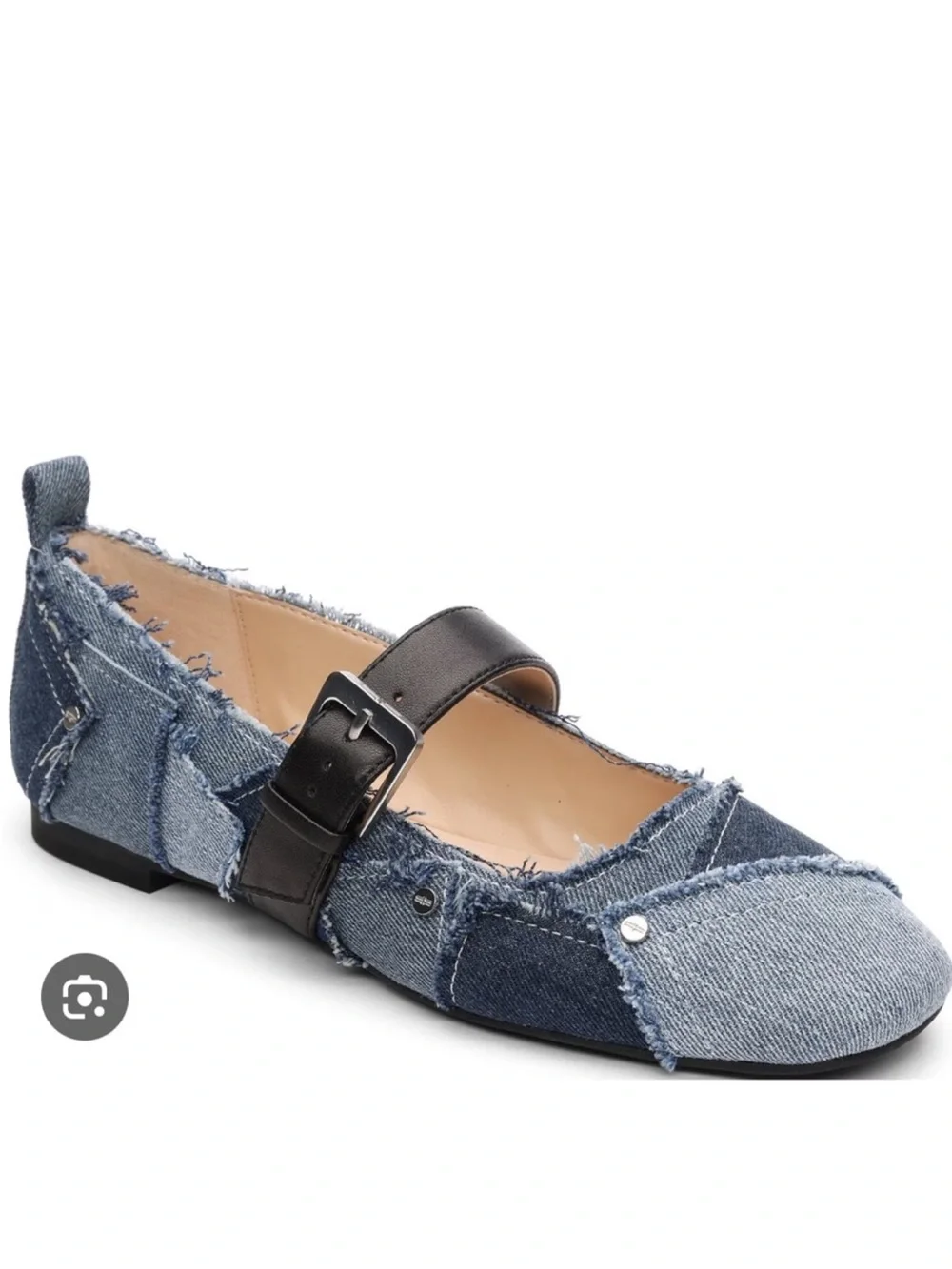 Liverpool Los Angles Patchwork Denim Maryjane Ballet Flats NIB - Picture 2 of 9